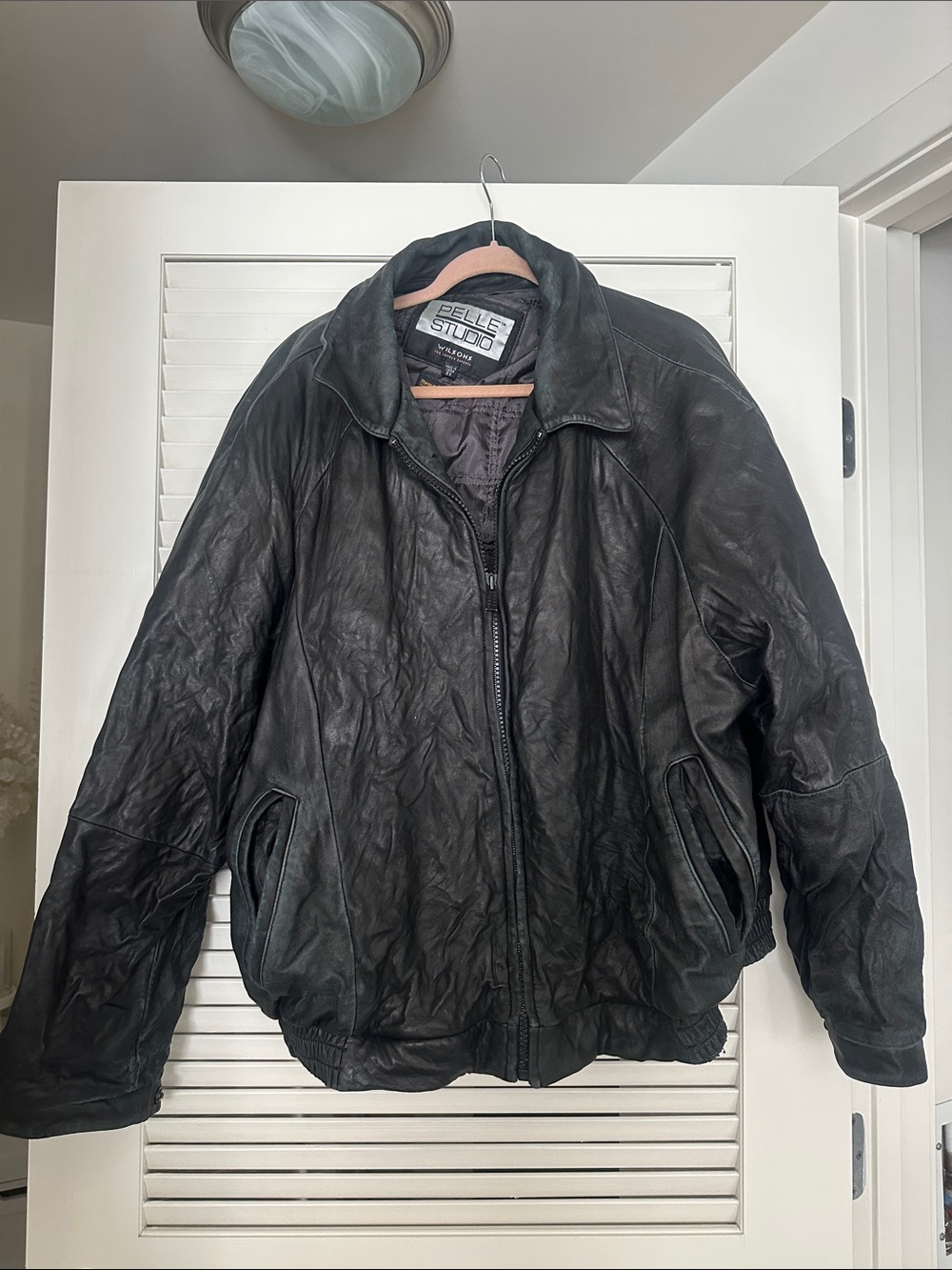 Pelle Studio Black Leather Bomber-Style Jacket